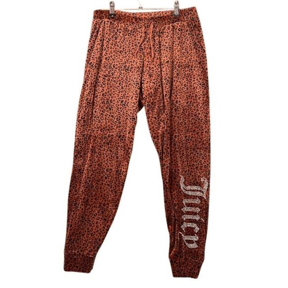 Juicy Couture Velour Leopard Print Lounge Pants with Bling Logo Size Small - Picture 1 of 8